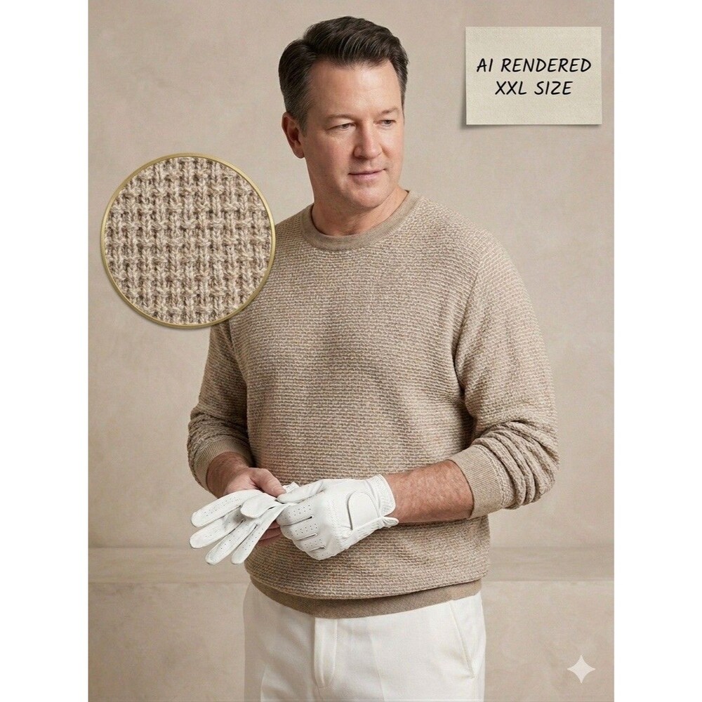 Men’s Waffle Knit Silk Cotton Sweater. Saks Fifth Avenue NWT. Elevated Luxury .